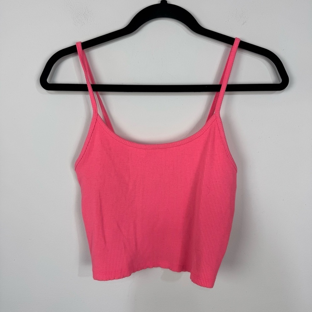 American Eagle Hot Pink Ribbed Tank Top Crop Top